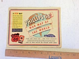 Vintage Phillips 66 War Map Of The World War Ii