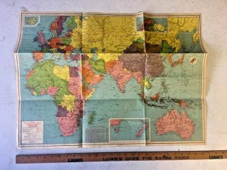 VINTAGE PHILLIPS 66 WAR MAP OF THE WORLD WAR II 2
