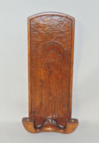 Vintage 1940 Wood Carving By George T.  Lopez Nm Virgin Mary Sconce Folk Art