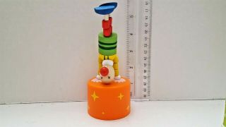 Wooden Clown Push Button Puppet Movable Jointed Game Push - Up