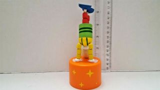 Wooden Clown Push Button Puppet Movable Jointed Game Push - Up 2