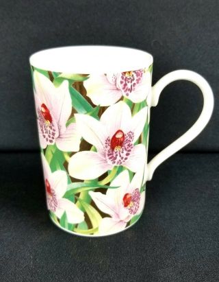 Dunoon England Bone China Milton Cup Mug 4 " Jane Brookshaw Orchids