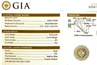 Gia Certified Loose.  69ct Si1 O - P Brilliant Round Diamond Estate Vintage