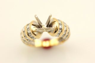 14k Yellow Gold Diamond Engagement Ring Semi Mount Estate Vintage Size 4.  5