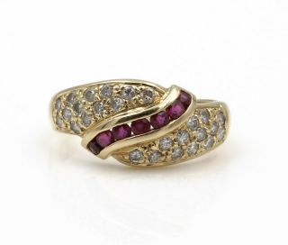 Vintage 14k Yellow Gold 0.  35 Ctw Ruby And 0.  40 Ctw Diamond Ring Size 5.  5 783b - 1