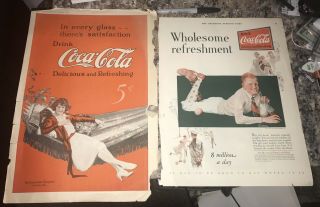 4 Vintage Coca - Cola Ads 1920’s Saturday Evening Post Pictorial Review Coke 10x14