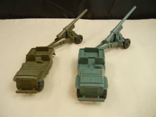 2 Vintage Marx Ww2 Battleground Playset Jeeps And Cannons