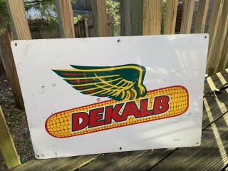Vintage Dekalb/asgrow Double Sided Chicken Egg Feed Poultry Farm 24 " Metal Sign