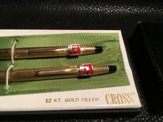 CROSS Pen & Pencil Set [12kt Gold Filled] CHAMPLIN GAS & OIL ADVERTISING w/ Box 2