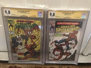 Spiderman 361 Cgc 9.  8 Stan Lee & 362 Cgc 9.  8 Stan Lee & Mark Bagley Sign