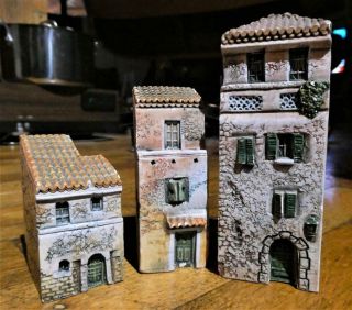 3 Vintage Gault - France Miniature Houses - House - Ceramic Provincial Buildings