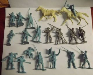 Vintage Marx Battle Of The Blue And Gray Civil War Soldiers Horses 1960 
