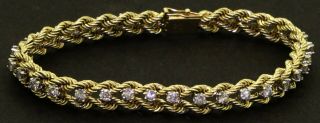 Vintage Heavy 14k Yellow Gold Elegant 2.  0ct Diamond Tennis Bracelet