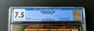 Fantastic Four 48 CGC 7.  5 VF 1st Silver Surfer & Galactus Marvel Silver Age Key 3