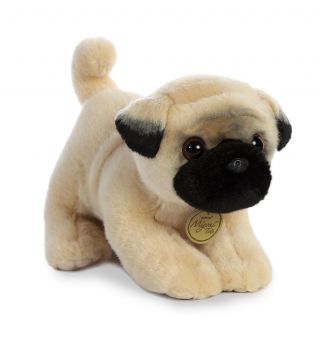 Aurora Miyoni Soft Stuffed Plush Toy Pug Animal Puppy Dog 10 " Tan Cream