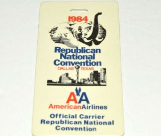 1984 Aa Luggage Tag Republican National Convention Dallas Ronald Reagan Airlines