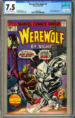 Werewolf by Night 32 Origin & 1st App.  Moon Knight Marvel Comic 1975 CGC 7.  5 2