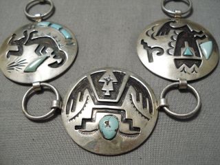 Important Vintage Navajo Turquoise Sterling Silver Inlay Concho Belt
