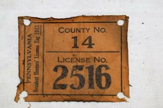 1913 Pa Resident Hunting License - 1st Year Pennsylvania