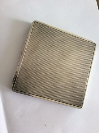 Vintage French Henin & Cie Sterling Silver Compact Art Deco Ostrich Powder Puff
