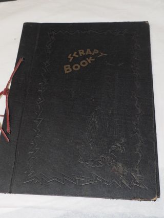 Vintage 1930 - 40 Scrap Book Cover With Leather Tie 8.  25 " X 11.  5 "