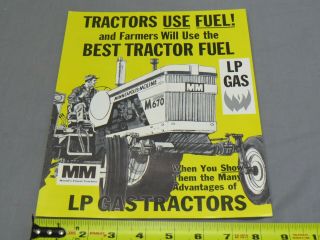 Vintage Minneapolis Moline M670 Lp Gas Tractor Sales Brochure 1965