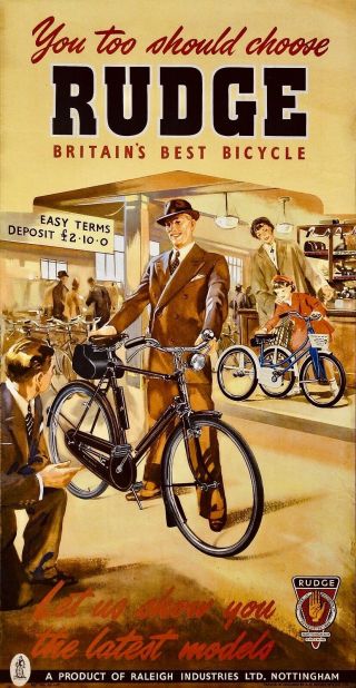Vintage Raleigh / Rudge 3 Speed 1950s Sports Bicycle