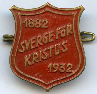 Sweden For Christ Salvation Army 1882 - 1932 Badge Pin Grade