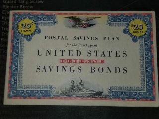 Wwii Us Homefront 25 Cent Stamp Bond Book With 4 Stamps