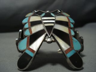 One Of The Biggest Vintage Zuni Turquoise Sterling Silver Cuff Bracelet Old