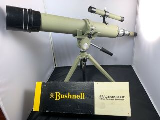 Vintage Bushnell Spacemaster 60 Mm Prismatic Telescope W/ Tripod 20x - 60x W/ Box