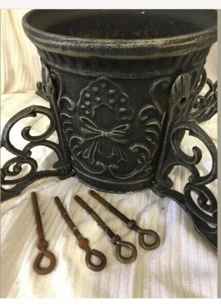 Vintage Ornate Victorian Style Cast Iron Heavy Metal Christmas Tree Stand