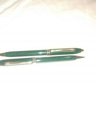 Cross Green And Black Lacquer & Gold Ballpoint Pen And 0.  7mm Pencil Set 7