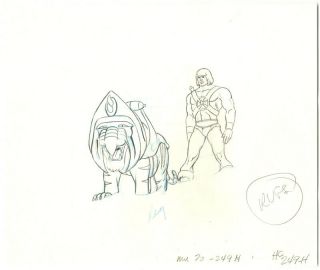 He - Man/she - Ra Masters Of The Universe Pencil Art Rough He - Man And Battle Cat