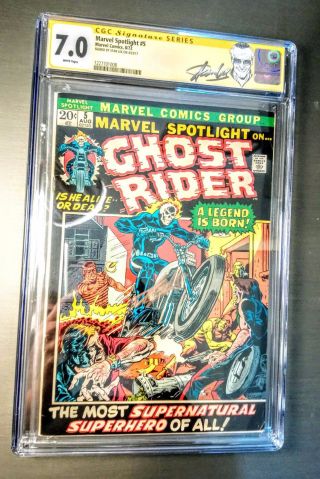 Marvel Spotlight 5 1st Ghost Rider Johnny Blaze Cgc 7.  0 Signed Stan Lee Label