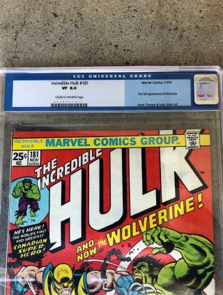 The Incredible Hulk 181 CGC 8.  0 Marvel 1st appearance Wolverine OLD CGC LABEL 3