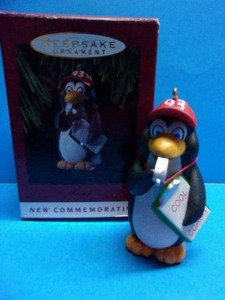 Hallmark 1993 Coach Christmas Ornament Penguin W Whistle & Clipboard Iob