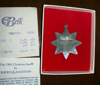 Reed & Barton 1981 Silverplated CHRISTMAS STAR Pendant Ornament 3