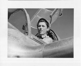P - 38 Fighter Pilot In Plane Large Wwii Photo
