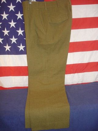 Wwii Us 1944 Pattern Trousers,  Light Shade With Anti - Gas Flap,  31w X 31l 2