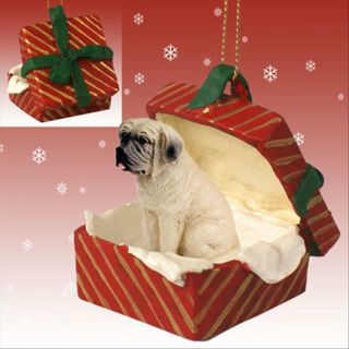 Mastiff Dog Red Gift Box Holiday Christmas Ornament