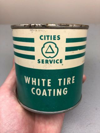 Vintage Cities Service Green White Tire Coating 16 Grease Metal Motor Oil Can