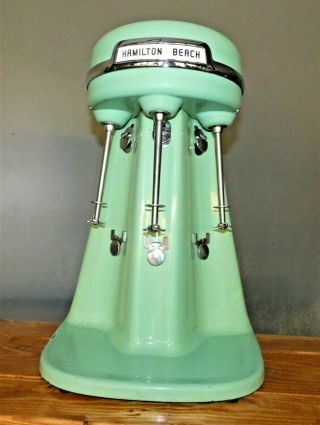 Vintage Hamilton Beach Jadite Green Triple Milkshake 3 Head Malt Mixer 40 - Dm 3