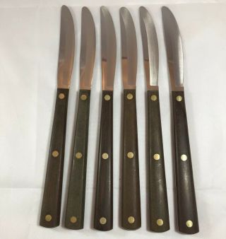 Vintage Set Of 6 Cutco 47 Steak Table Knives Wood Handles 2147078