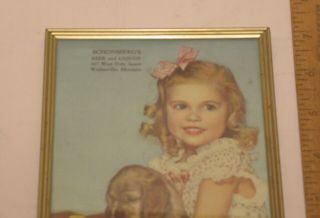 SCHONSBERG ' S BEER and LIQUOR - Walkerville,  MT - Framed Girl w/Puppy THERMOMETER 2