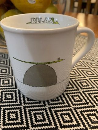 Vintage 1985 Hallmark Rim Shots Relax Mug Coffee Cup Stressed Out Snake