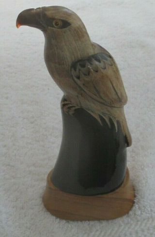 Carved Wood Amarin Bird Hawk Figurine Sculpture