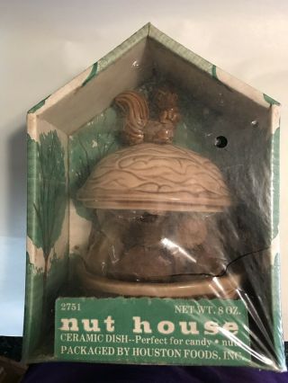 Vintage Squirrel Nut House Covered Ceramic Dish