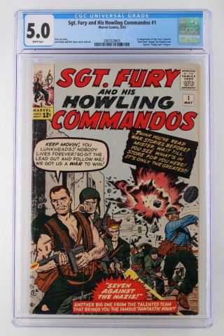 Sgt.  Fury 1 - Cgc 5.  0 Vg/fn - Marvel 1963 - 1st App Of Sgt.  Fury & The Howlers