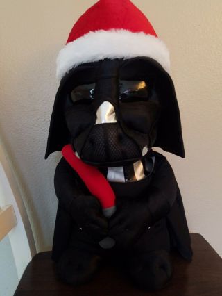 Star Wars Darth Vader Big 21” Plush Christmas Greeter W/santa Hat & Lightsaber
